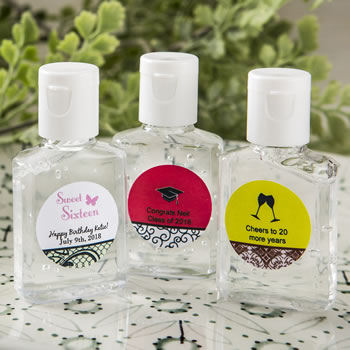 Anniversary, Sweet 16 Personalized expressions hand sanitizer favors