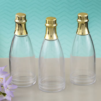 Perfectly Plain Collection champagne bottle acrylic container with gold foil top