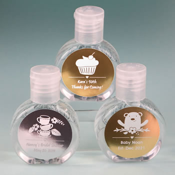 Baby Shower, Birthday, Bridal Shower Personalized metallics hand sanitizer favor