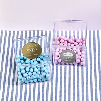 Personalized metallic expressions collection clear sturdy plastic cube box