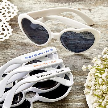 Personalized Expressions Heart Shaped white Sunglasses