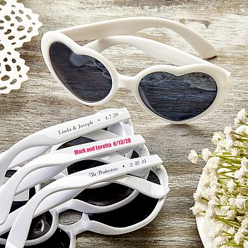 Design your own direct screen print Heart Shaped white Sunglasses