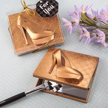 Gold high heel shoe design compact mirror