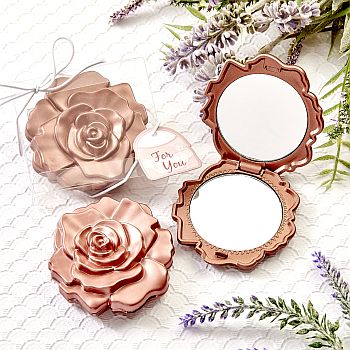 Dusty Rose realistic rose design mirror compacts