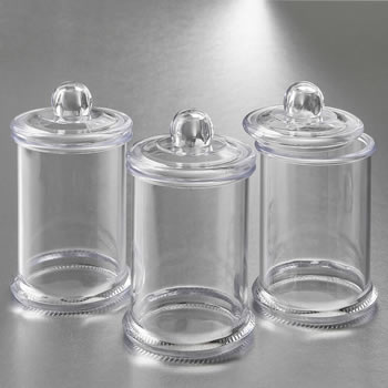 Perfectly plain clear acrylic apothecary jar with lid