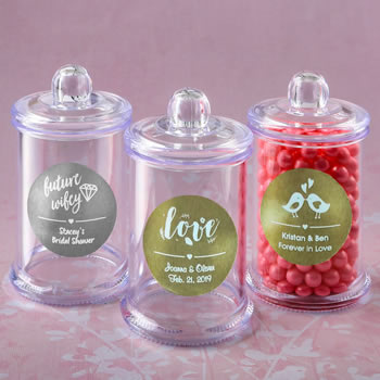 Personalized metallic collection clear acrylic apothecary jar with lid
