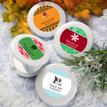 Personalized Expressions Collection Mirror Compact Favors - Winter Themed