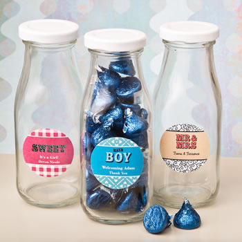 Personalized classic glass milk bottles - marquee design