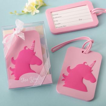 Pink Unicorn design luggage tag