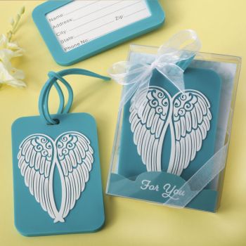 Turquoise Angel Wing design luggage tag