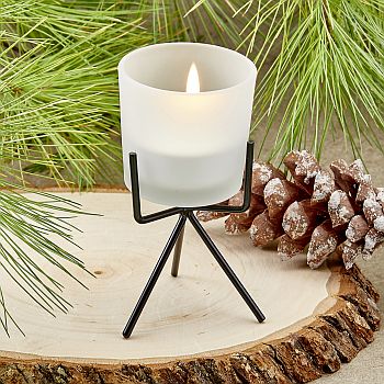 Trendy  Frosted glass  candle with metal base