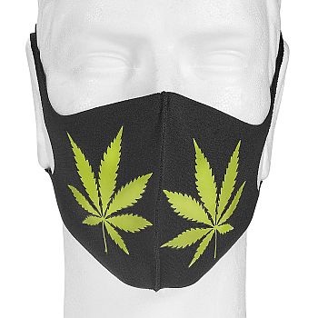 Black mask Green pot leaf design