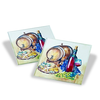 Set of 2 glass coaster favors - wine design