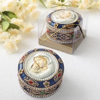 Religious Madonna and Child Rosary box - trinket box