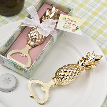 25 Warm Welcome Gold Pineapple Bottle Stopper Wedding Bridal Shower Party Favors 