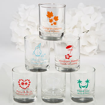 Personalized Wedding Votive / Shot Glass Favors - 3.5 oz with Exclusive Designs
