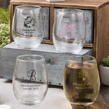 Personalized Crystal Stemless Wines - Great Wedding Gift