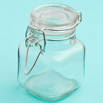 Small Apothecary Spice Jar With Hinged White Ceramic Lid 