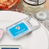 Baby Shower Personalized epoxy dome chrome silver metal  bottle opener