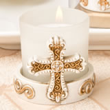 Vintage cross themed candle votive from fashioncraft