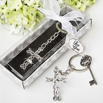 50 Delicate Intertwined Metal Cross Key Chain Religious Favor for sale online 
