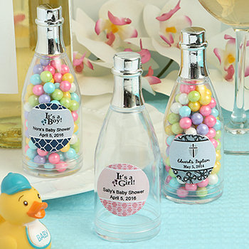 Baby Shower Personalized Champagne Bottle Plastic Box From the Design Your Own collection