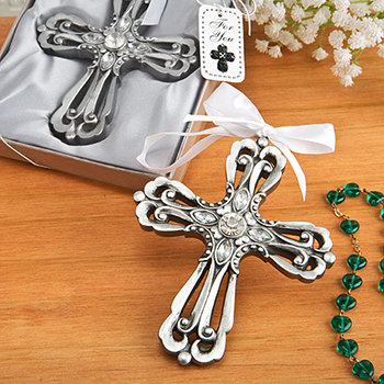 Silver Cross Ornament with Antique Finish from Fashioncraft