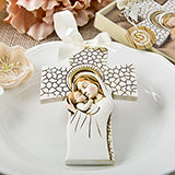 Religious Madonna and Child hanging cross ornament