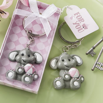 adorable baby elephant with pink design key chain