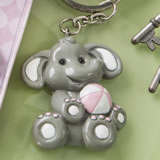 adorable baby elephant with pink design key chain