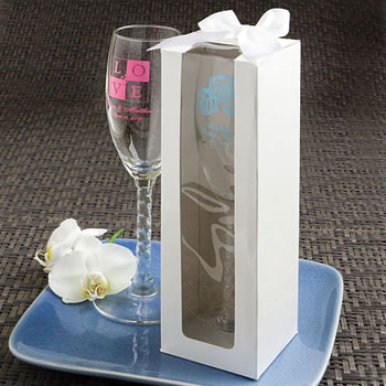 White Gift Box For Personalized Champagne Flutes