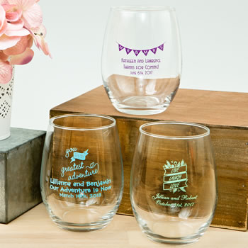 15 oz Wine Glasses with Frosted Design (Set of 2)