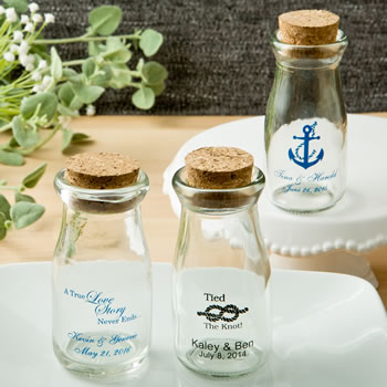 Wedding Design your own personalized vintage milk bottles with round cork top