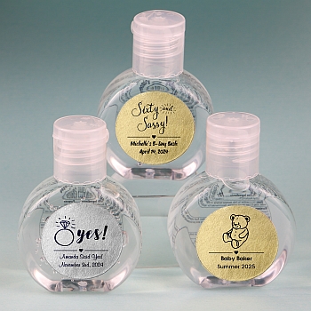 Baby Shower, Birthday, Bridal Shower Personalized metallics hand sanitizer favor