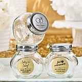 Personalized Metallics Collection Glass candy jars with silver screw top