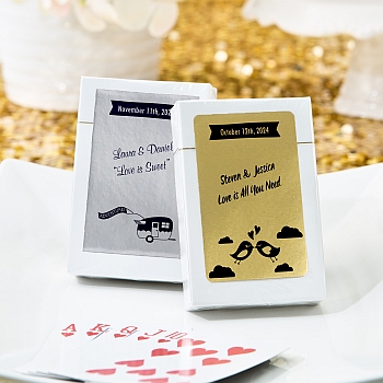 Personalized Metallics Collection playing cards favors in box