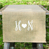 Embroidered Burlap Table Runner