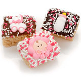 New Baby Girl Chocolate Dipped Mini Crispy Rice Bars- Individually Wrapped