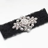 Lillian Rose Jeweled Black Lace Garter