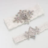 Lillian Rose Jeweled Ivory Lace Wedding Garter Set