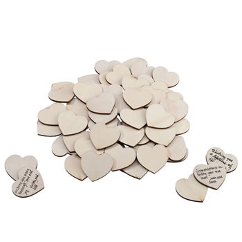 Lillian Rose Wooden Signing Hearts - Set of 48