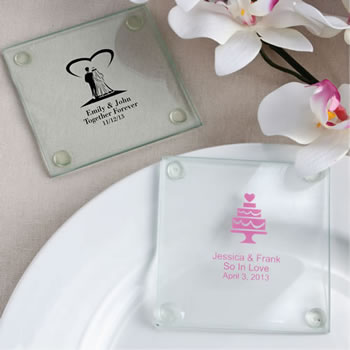 Personalized Wedding Design Glass Coasters