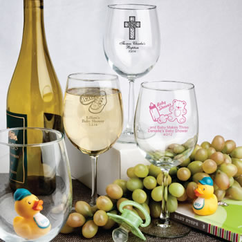 baby shower wine glass party favors
