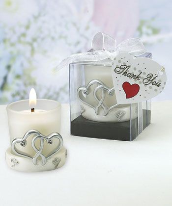 Interlocking Silver Heart Design Candleholders