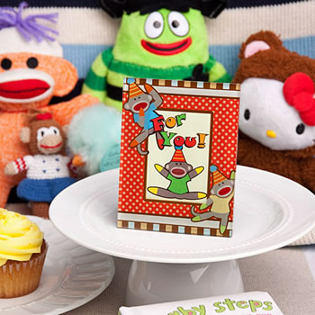 Cheery sock monkey picture/place card frames