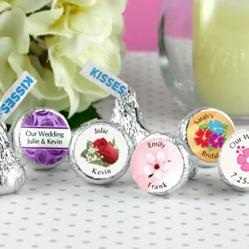 Flower / Spring Theme Hersheys Kiss Wedding Favors (15 designs available)