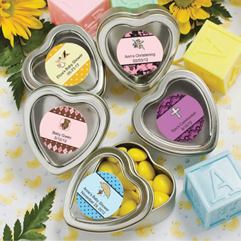 Baby Shower Personalized Expressions Collection Silver Heart Shaped Mint Tins