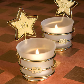 24 Gold Star 50th Anniversary Birthday Candle Favors Anniversary Party Favors 