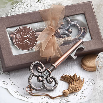 Wedding Love is the Key 12 party favor personalize antique key silk ribbon 