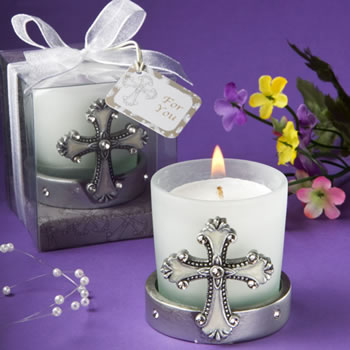 Regal Favor Collection Cross Themed Candle Holders